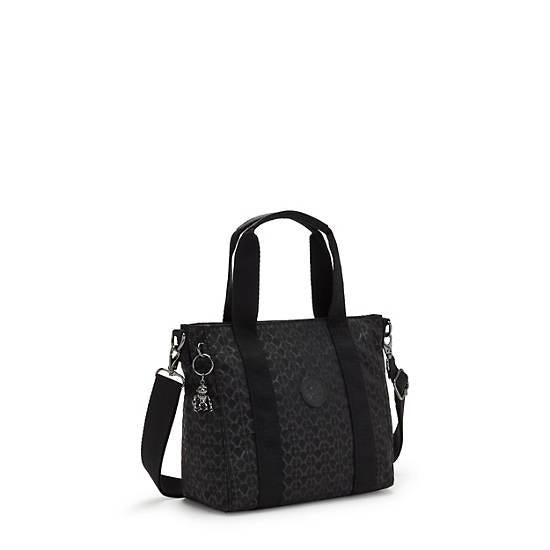 Asseni Mini Printed Tote Bag SIGNATURE BLACK EMBOSSED - 3