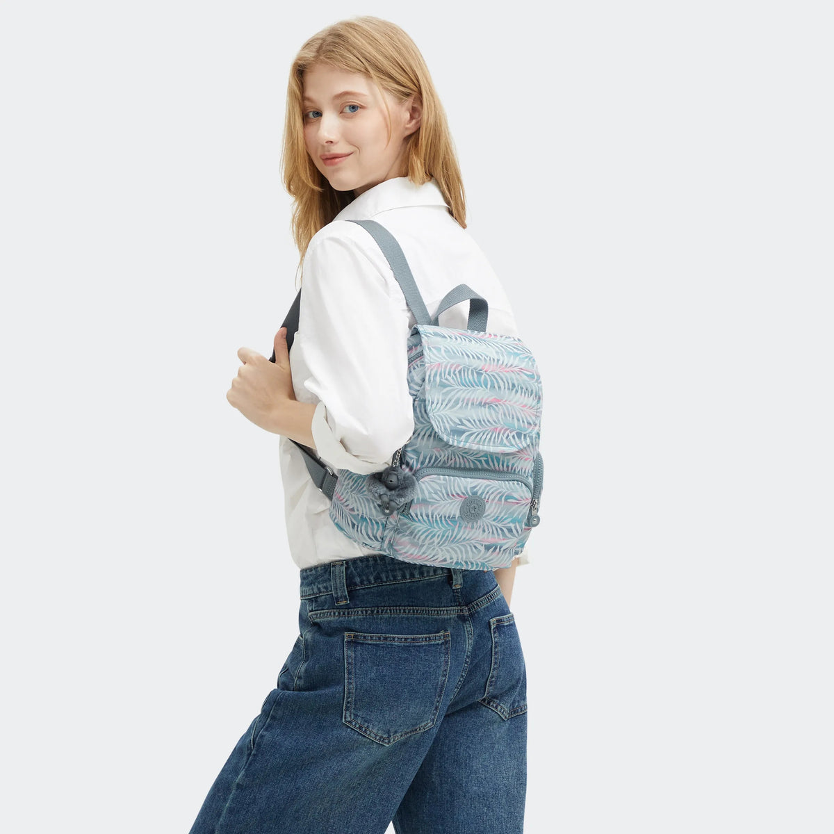 City Zip Mini Printed Backpack Palmtree Leaves - 2