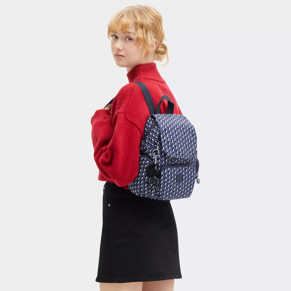 City Zip Mini Printed Backpack 3D K Blue - 2
