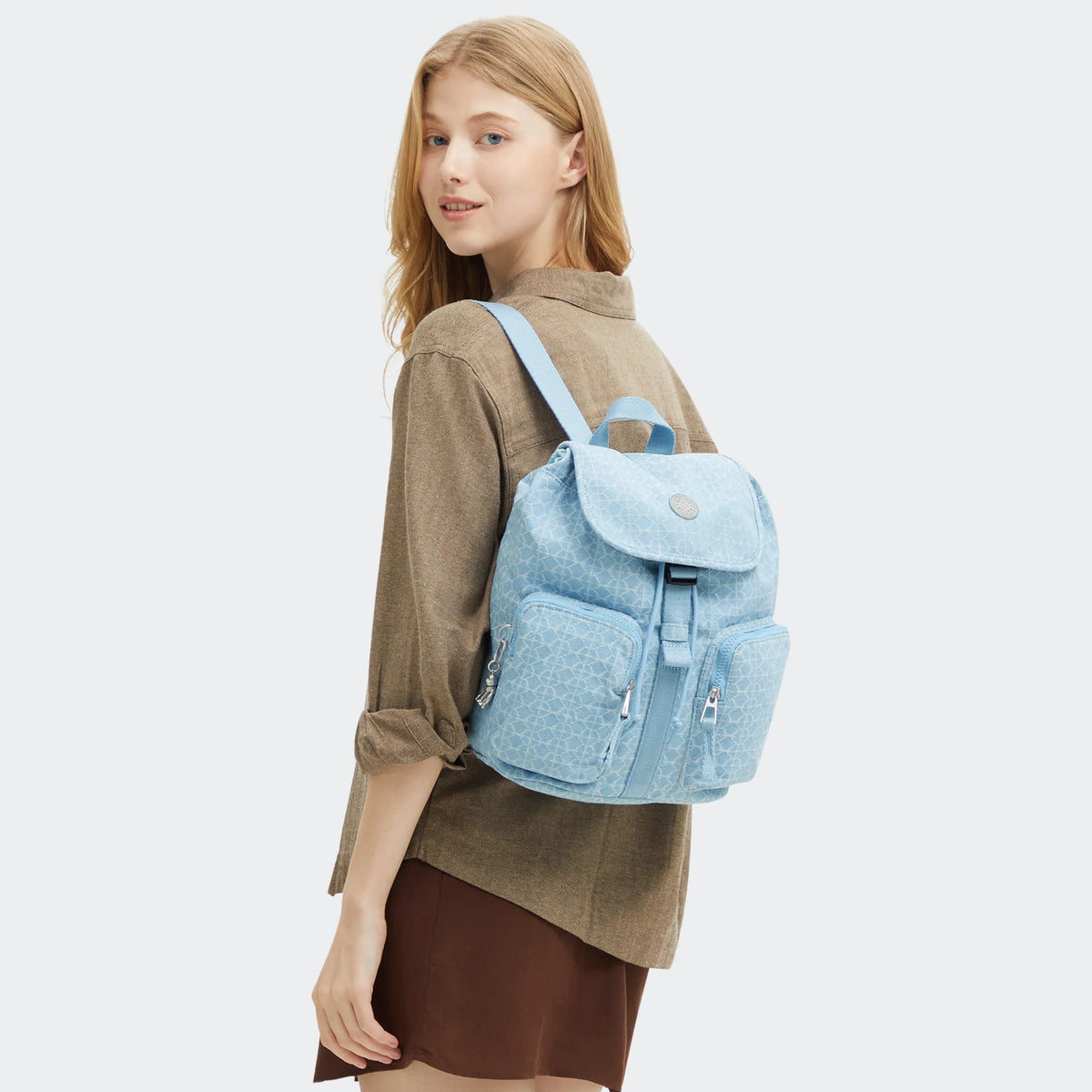 Anto Small Printed Denim Backpack Light Denim Jq - 2
