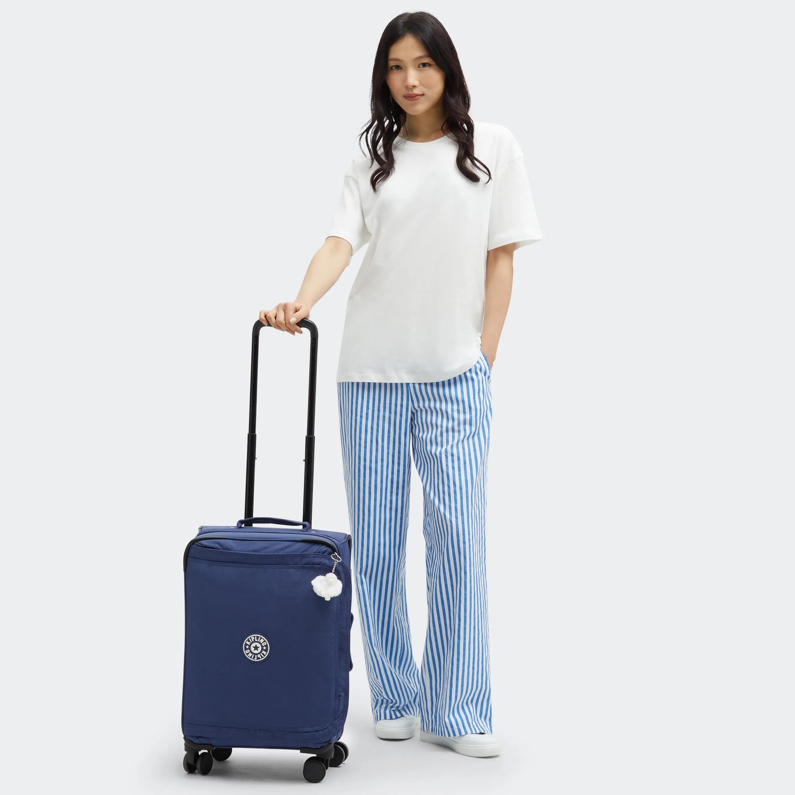 Spontaneous Small Rolling Luggage Casual Blue C-view-2