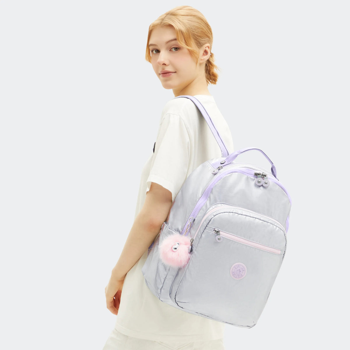 Seoul Large Metallic 15" Laptop Backpack Silver Glow Met - 2
