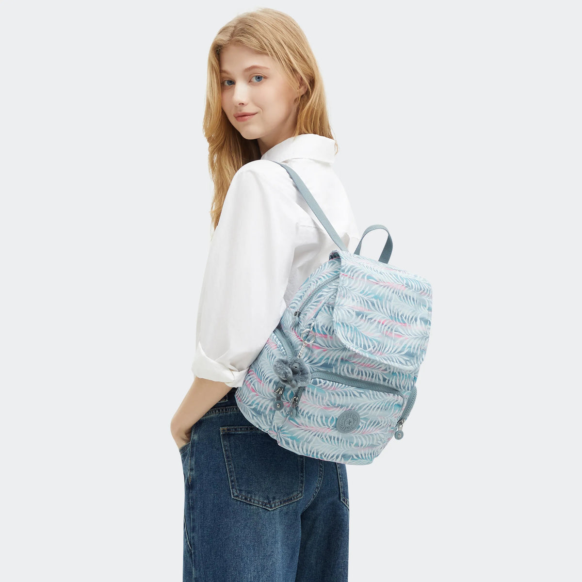 City Zip Small Printed Backpack Palmtree Leaves - 2