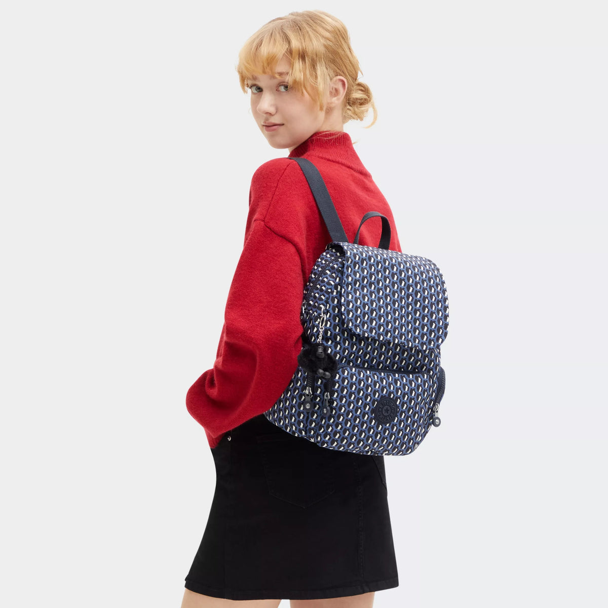 City Zip Small Printed Backpack 3D K Blue - 2