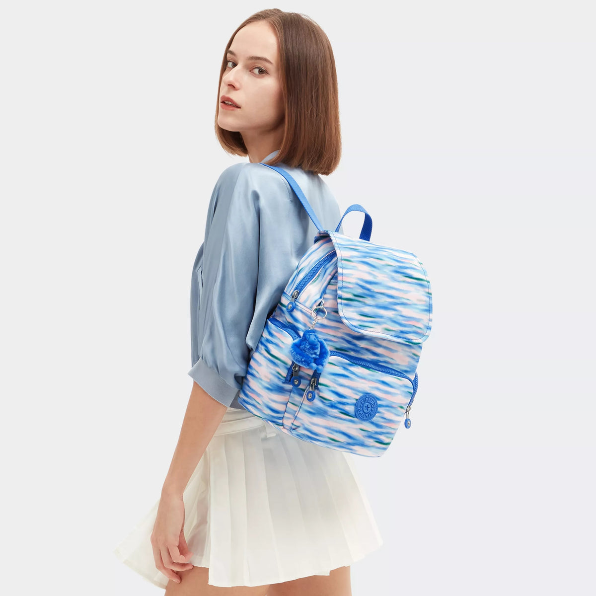 City Zip Small Printed Backpack Diluted Blue - 2