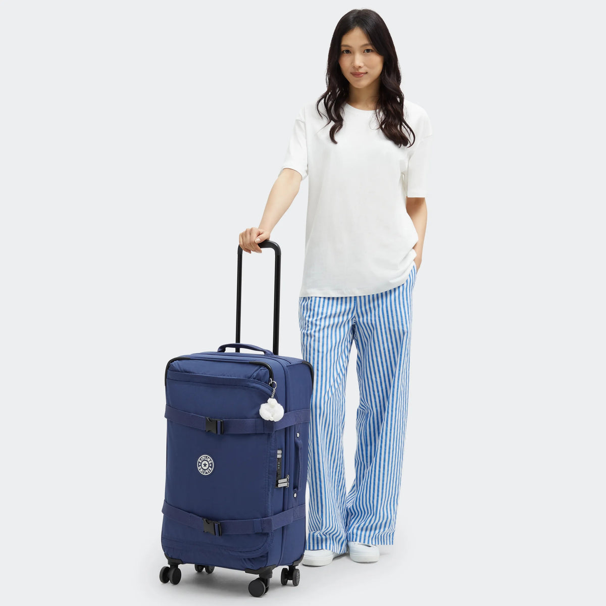 Spontaneous Medium Rolling Luggage Casual Blue C - 2