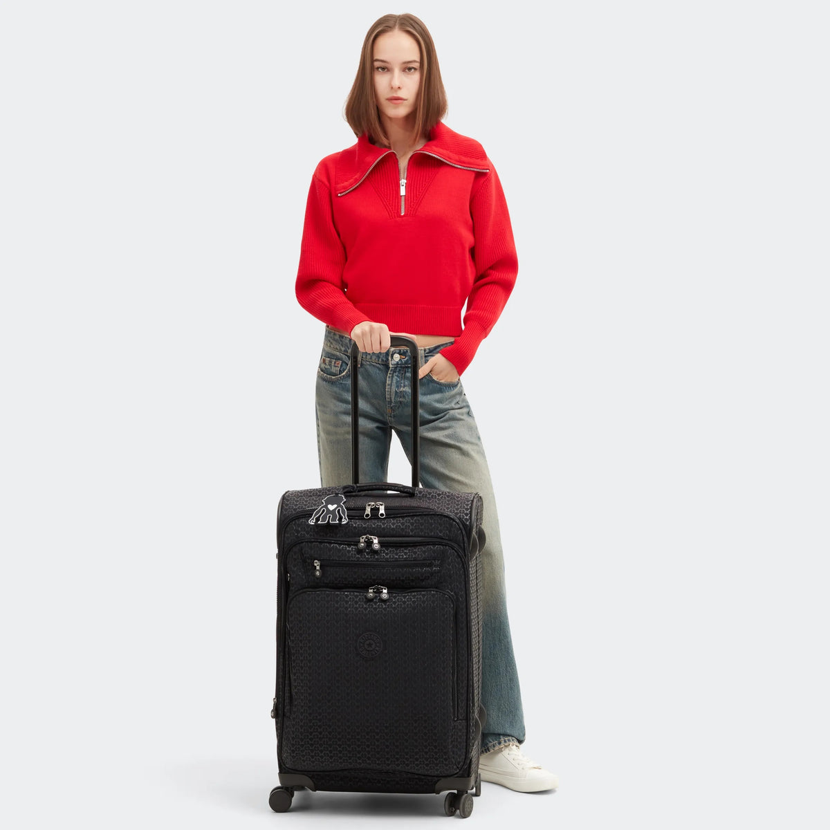 Youri Spin Medium Printed 4 Wheeled Rolling Luggage Signature Emb - 2